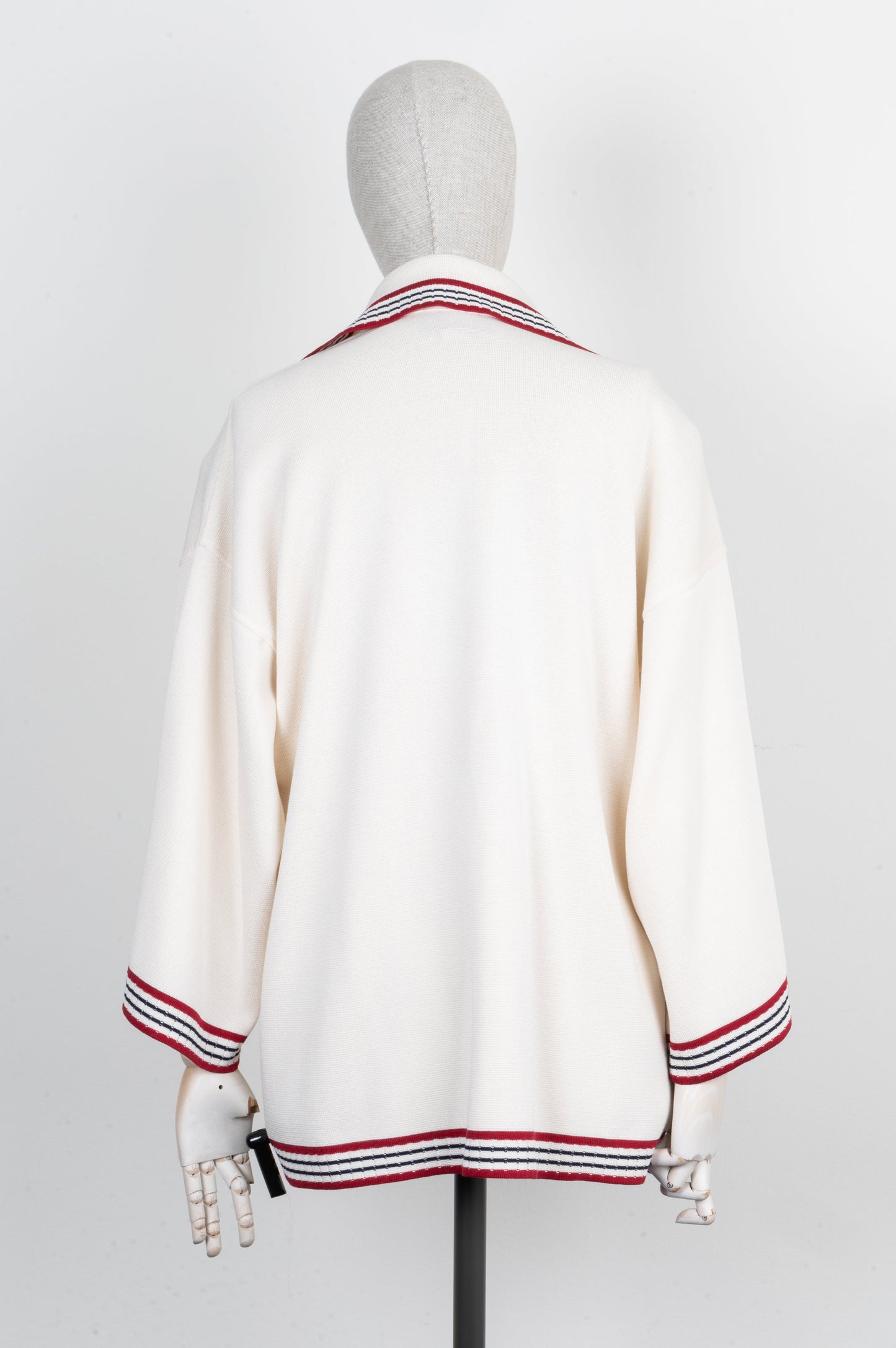 Luxury Gucci Trending 2025 Knit Jacket Ivory Red
