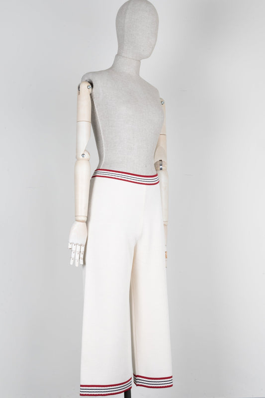 Luxury Gucci Trending 2025 Knit Pants Ivory Red