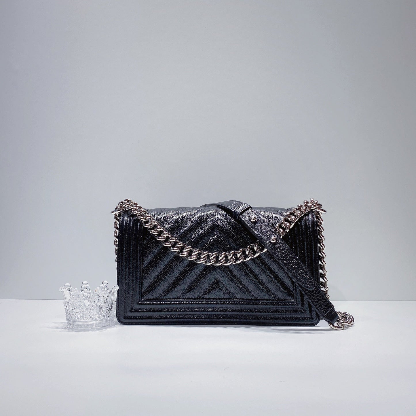 No.3485-Chanel Caviar Chevron Boy 25cm