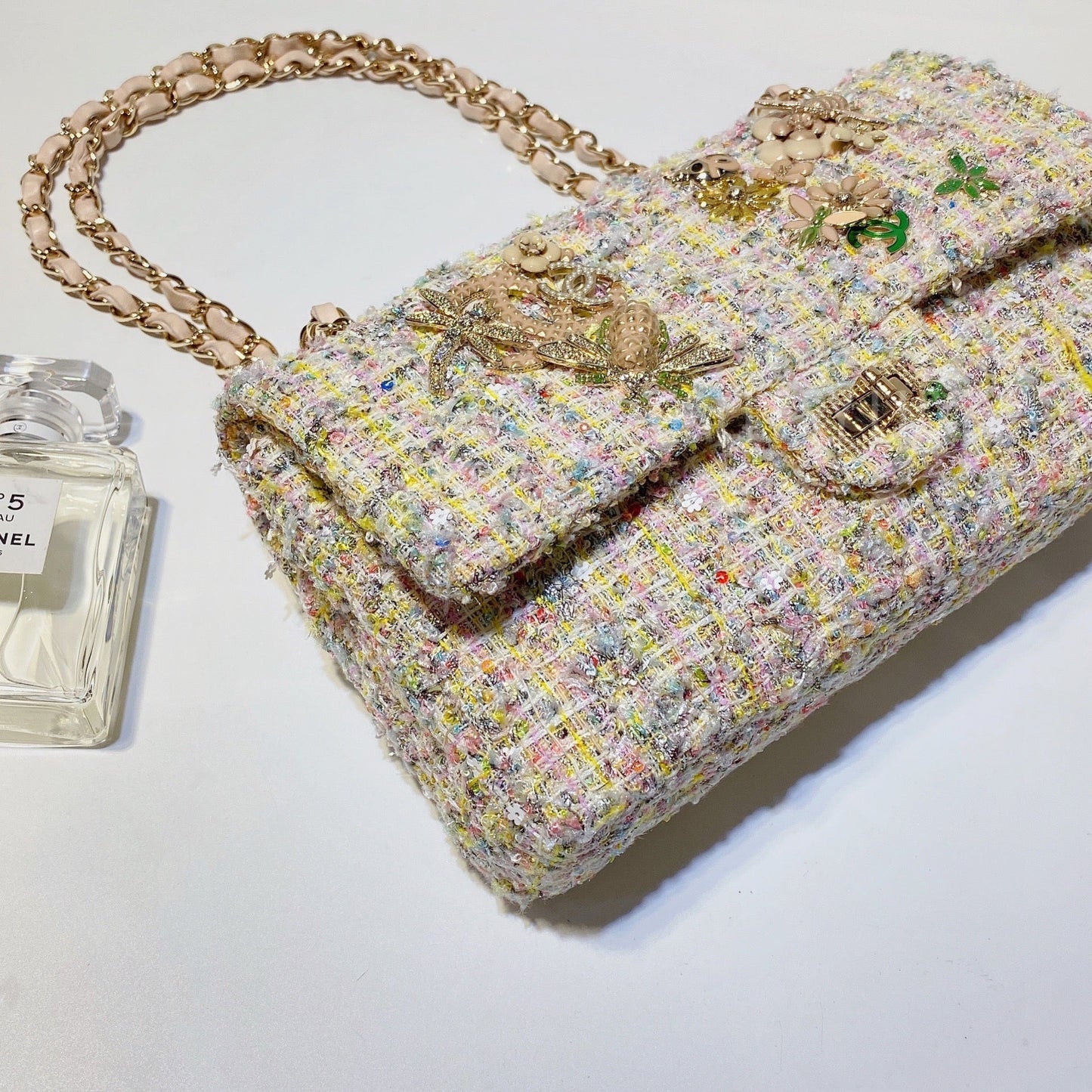 No.3086-Chanel Tweed Evening Garden Flap Bag