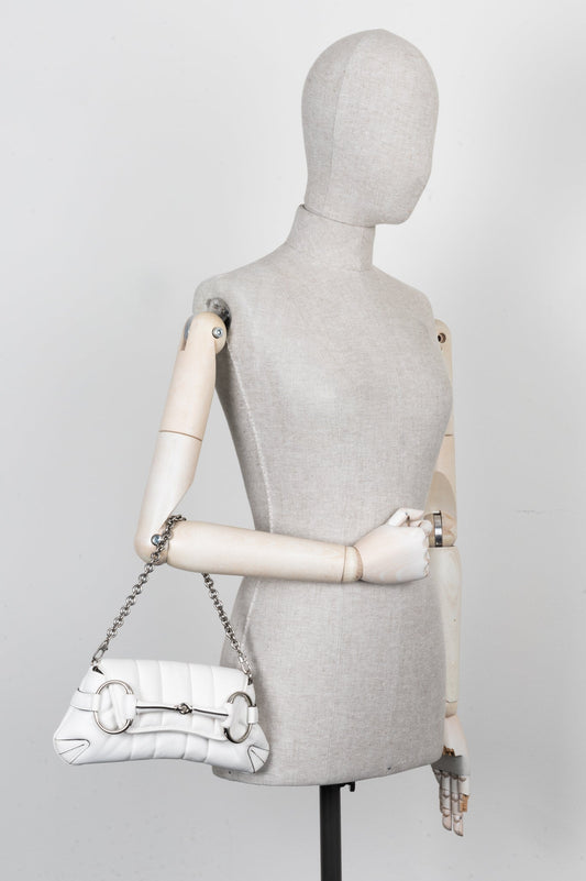Luxury Gucci Trending 2025 Horsebit Chain Small Bag Leather White