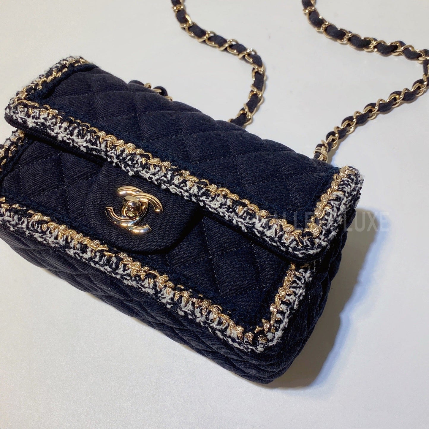 No.3068-Chanel Denim & Fabric Classic Flap Mini 20cm