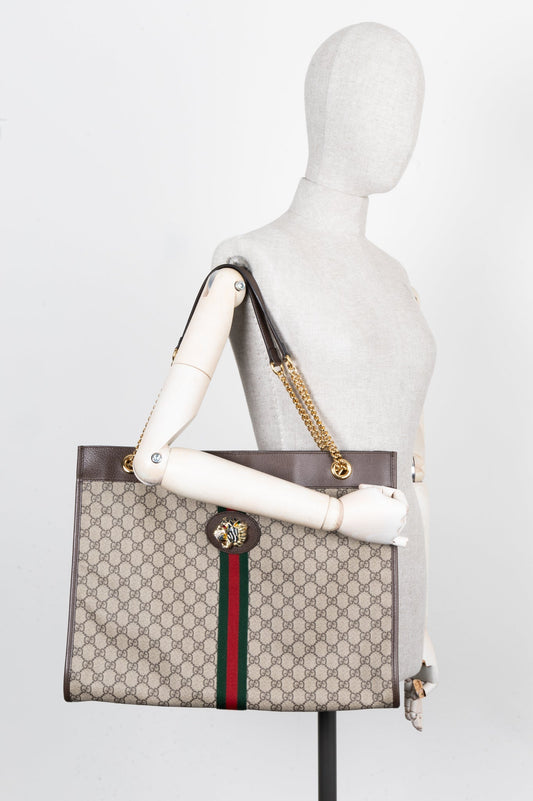 Luxury Gucci Trending 2025 Rajah Chain Tote GG Supreme Canvas