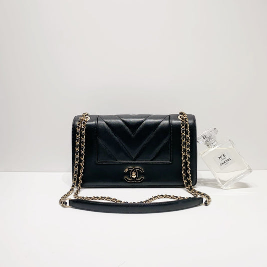 No.4065-Chanel Melle Vintage Chevron Flap Bag