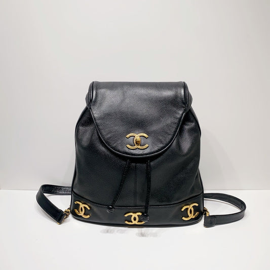 No.2940-Chanel Vintage Caviar Triple CC Backpack