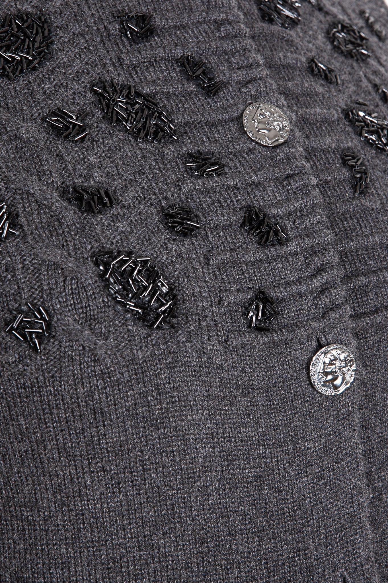 CHANEL Jacket Cashmere Knit Grey 16PF