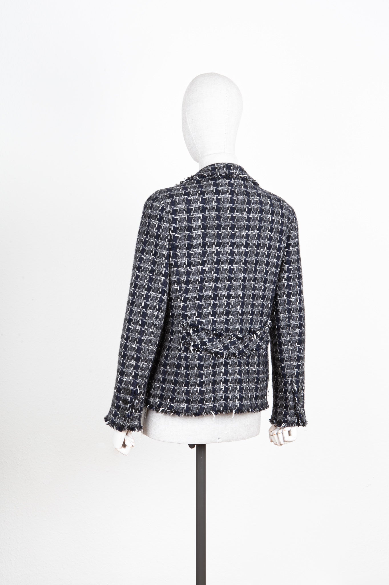CHANEL Jacket Tweed Navy Grey