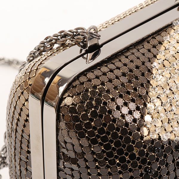 CHANEL Around 2006 Made Beads Cc Metal Clasp Chain 2Way Bag Black