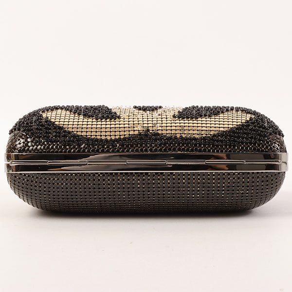 CHANEL Around 2006 Made Beads Cc Metal Clasp Chain 2Way Bag Black