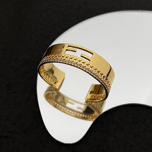 Luxury FendiF BRACELET GOLD DIAMOND CUFF