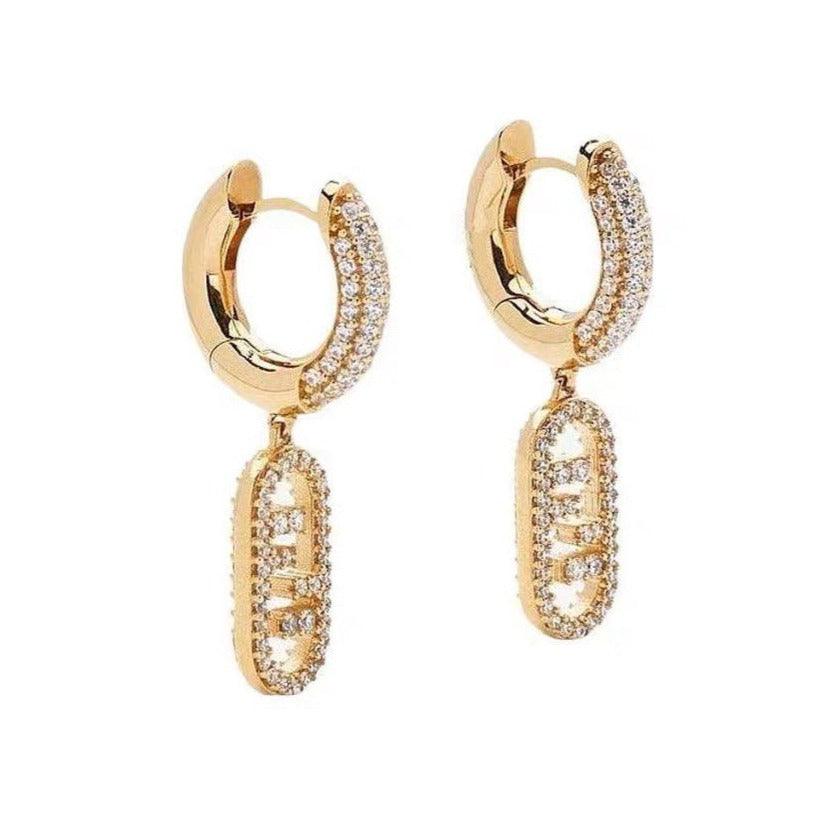Luxury FendiFF O'LOCK EARRINGS GOLD DIAMOND