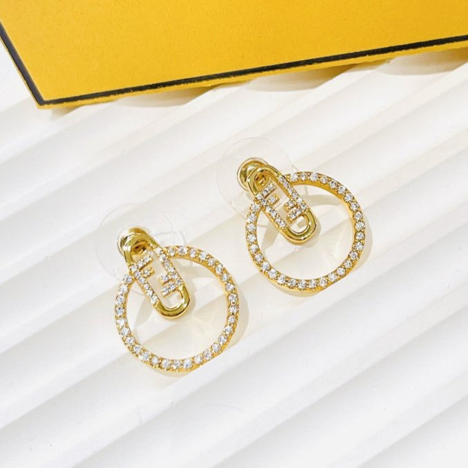 Luxury FendiO’LOCK EARRINGS GOLD DIAMOND
