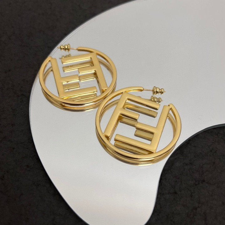 Luxury FendiDOUBLE F GOLD EARRINGS