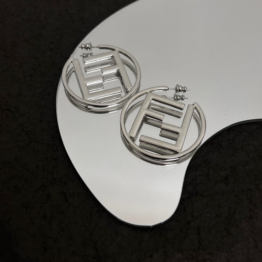 Luxury FendiDOUBLE F SILVER EARRINGS