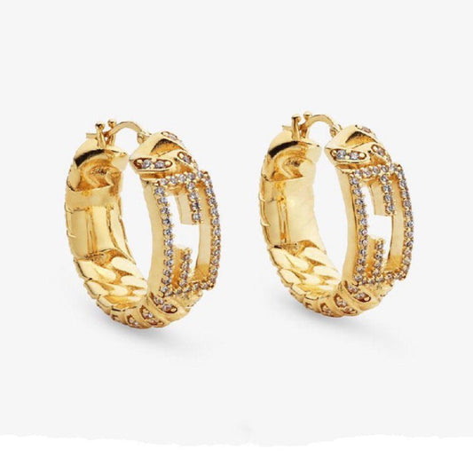 Luxury FendiBAGUETTE SMALL EARRINGS GOLD DIAMOND