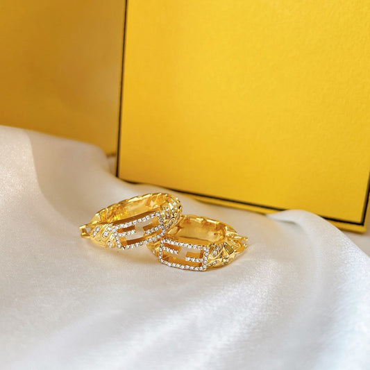 Luxury FendiBAGUETTE SMALL EARRINGS GOLD DIAMOND