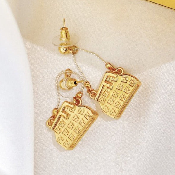 Luxury FendiFF BAG GOLD EARRINGS