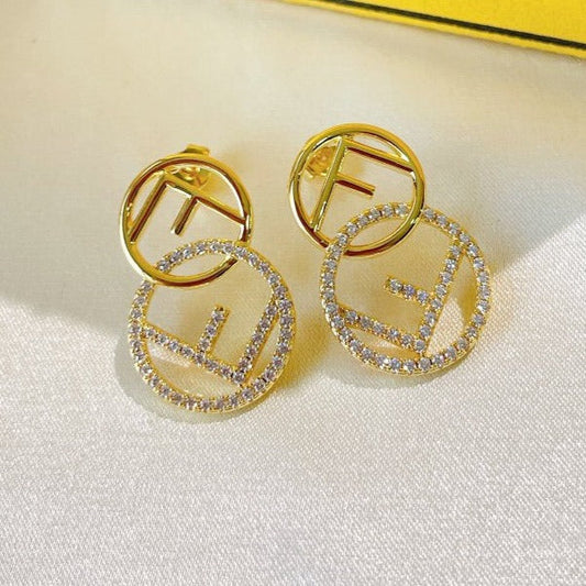 Luxury FendiDOUBLE F EARRINGS GOLD DIAMOND