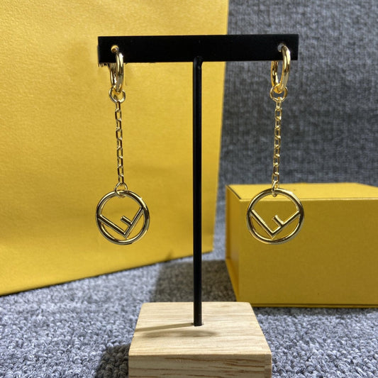 Luxury FendiF DROP GOLD EARRINGS