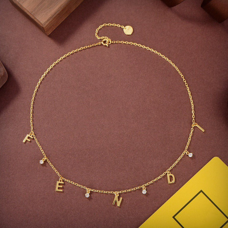 Luxury FendiFEN GOLD DIAMOND NECKLACE