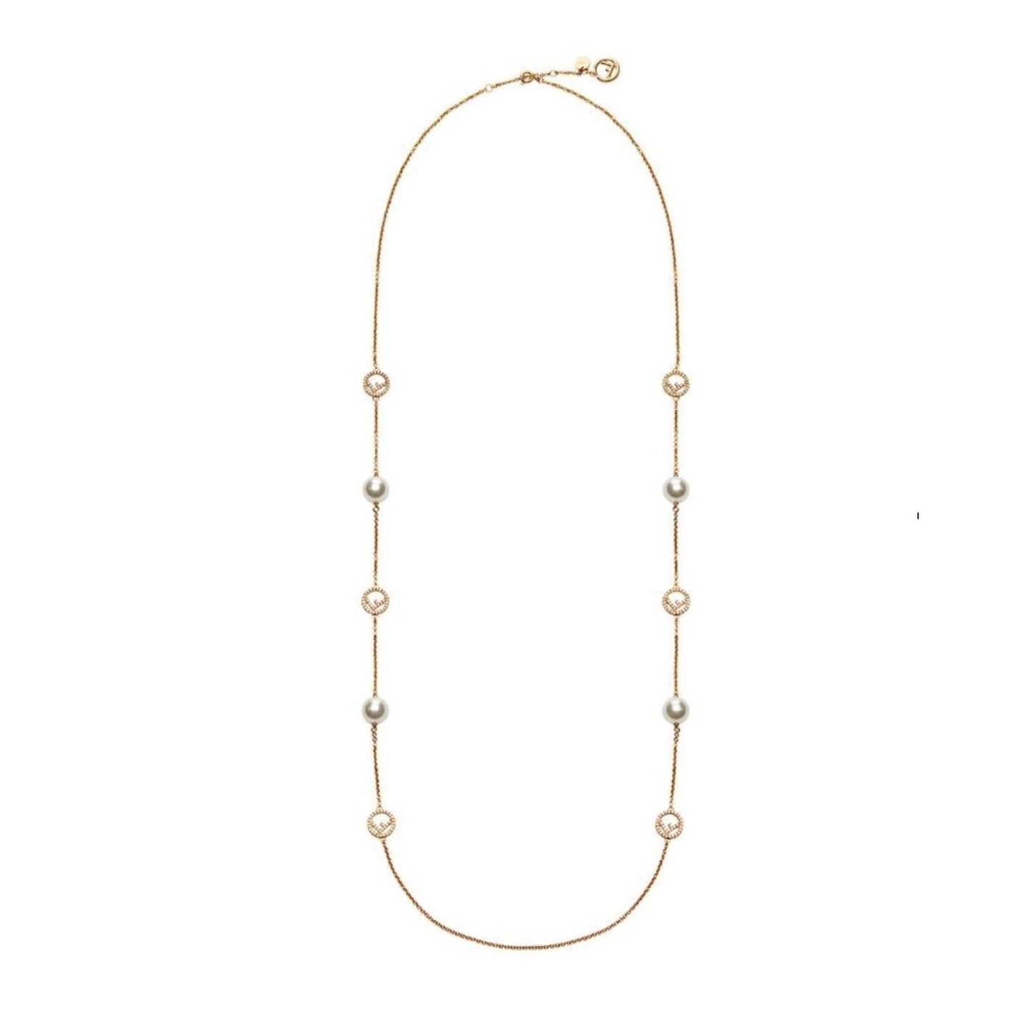 Luxury FendiFF 6 MOTIF PEARL GOLD DIAMOND NECKLACE