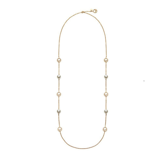 Luxury FendiFF 6 MOTIF PEARL GOLD DIAMOND NECKLACE