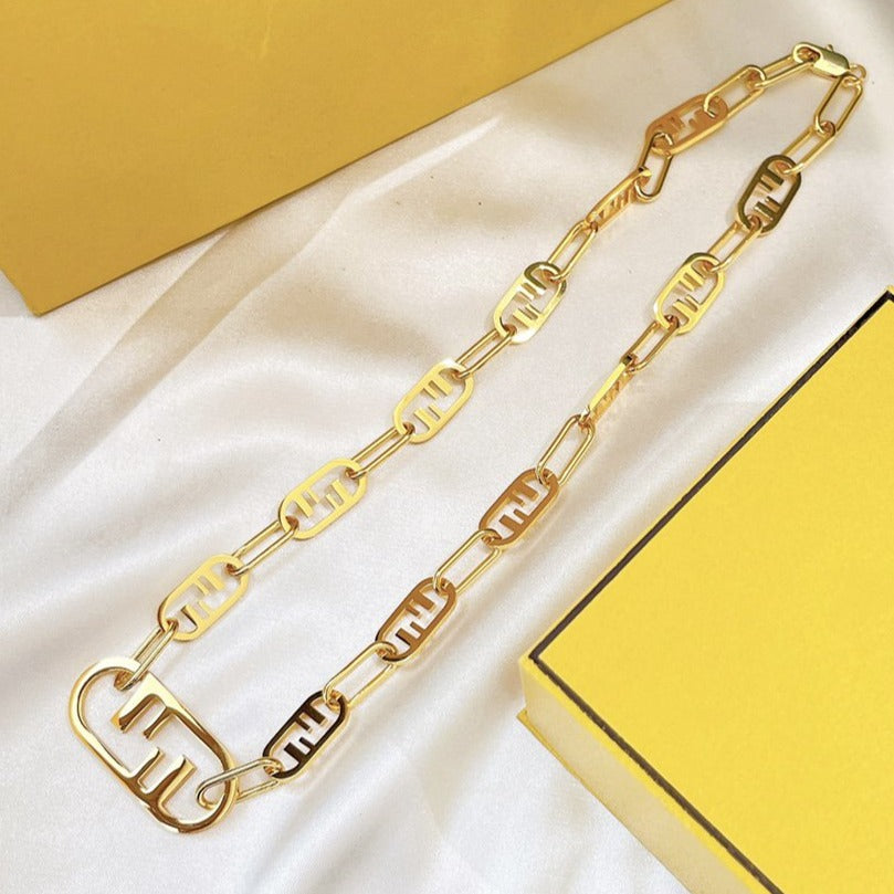Luxury FendiFF LOGO MOTIF GOLD NECKLACE