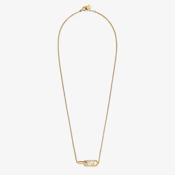Luxury FendiO'LOCK GOLD DIAMOND NECKLACE