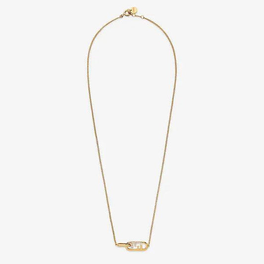 Luxury FendiO'LOCK GOLD DIAMOND NECKLACE
