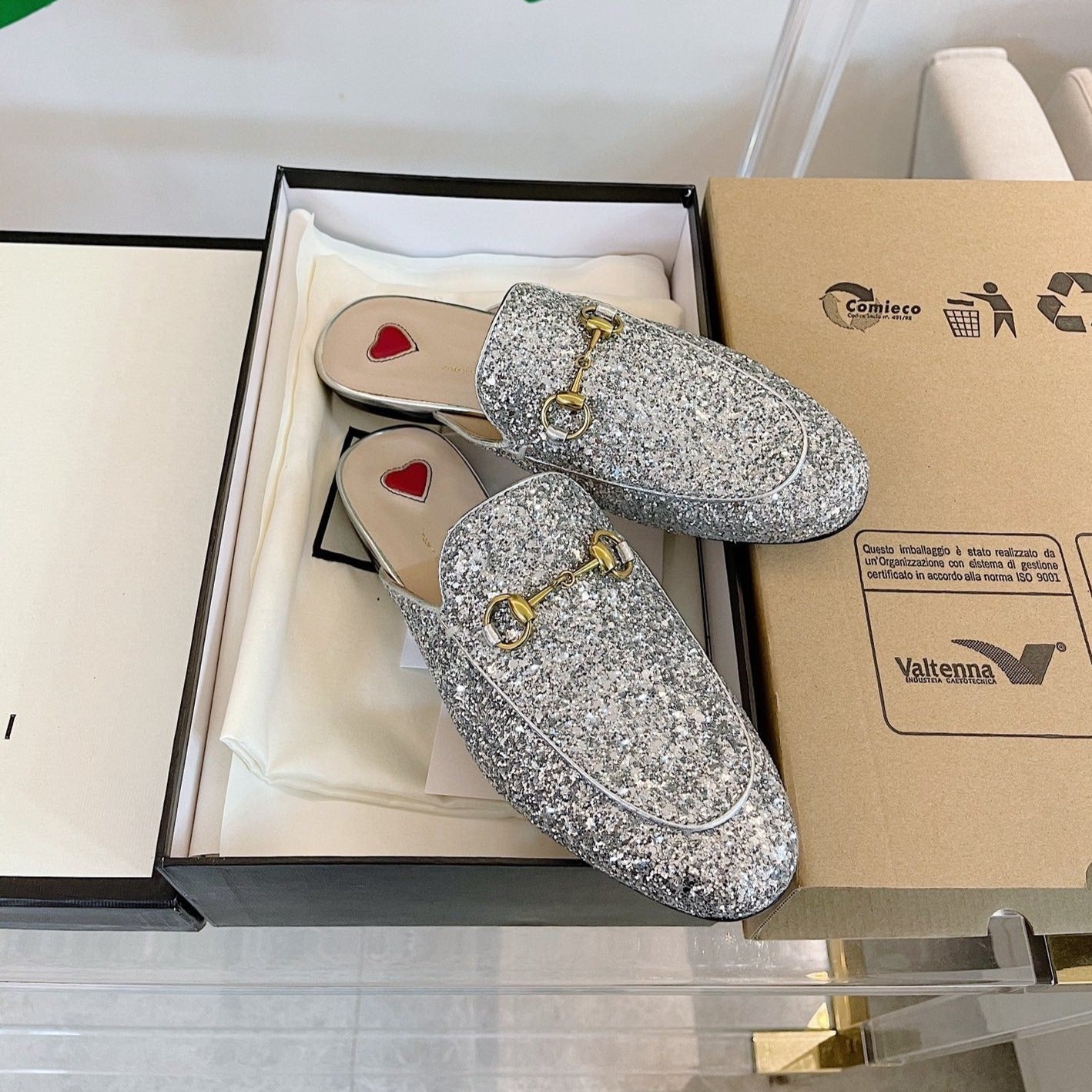 Luxury Gucci GG SLIPPER PRINCETOWN GLITTER