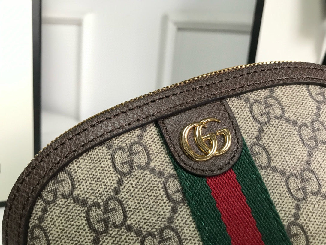 Luxury Gucci ophidia small 17cm comestic pouch beige monogram canvas