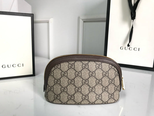 Luxury Gucci ophidia small 17cm comestic pouch beige monogram canvas