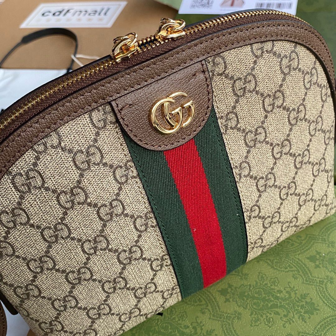 Luxury Gucci ophidia large 24cm comestic pouch beige monogram canvas