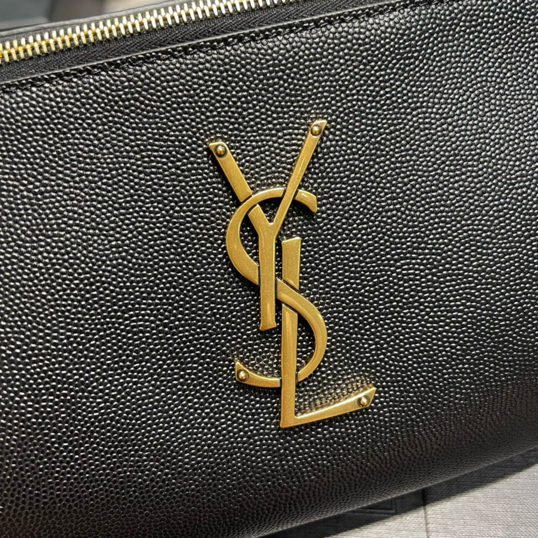 Luxury Saint Laurent cassandre classic black belt bag grained calfskin