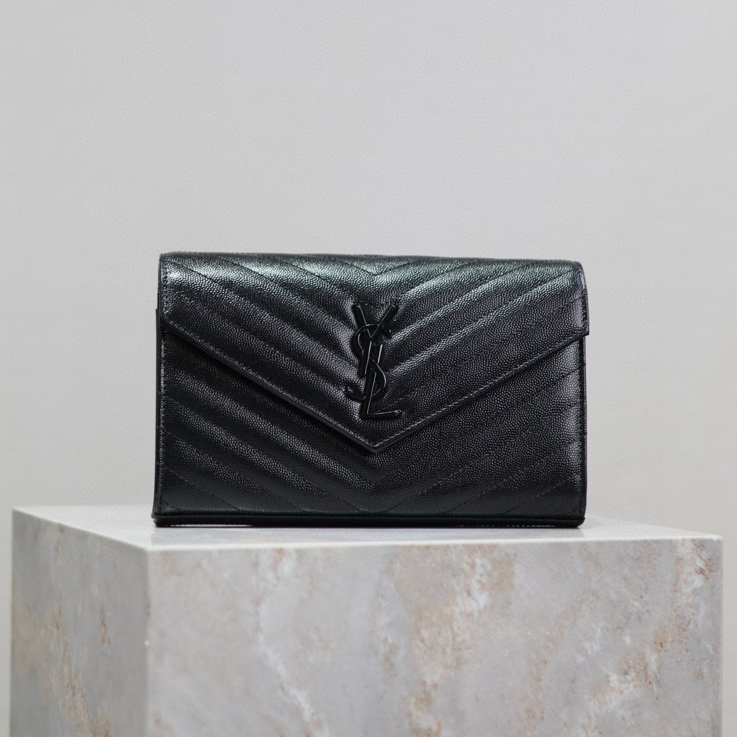 Luxury Saint Laurent YL Woc 22cm All Black Grained Calfskin