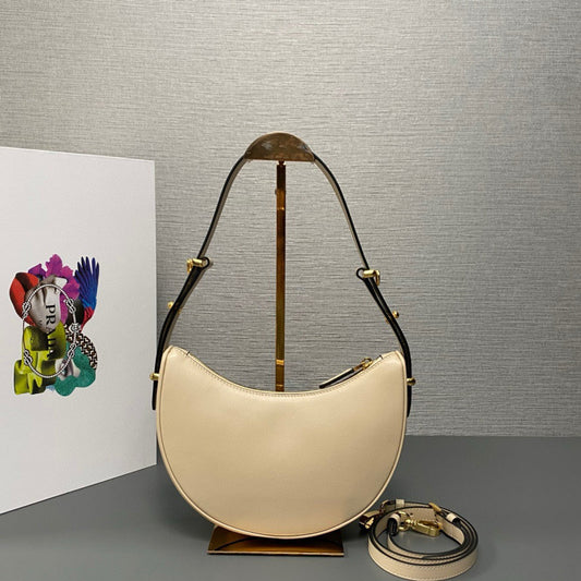 Luxury PradaArque Small Bag 22.5cm Beige Calfkskin