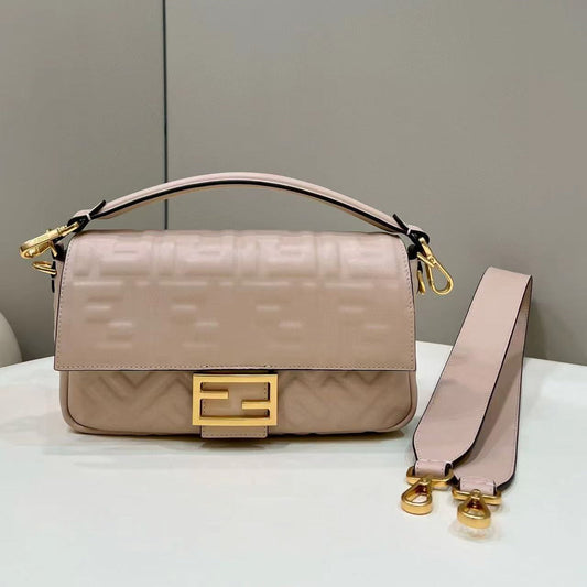 Luxury FendiBaguette 27cm Beige Lambskin Gold Hardware