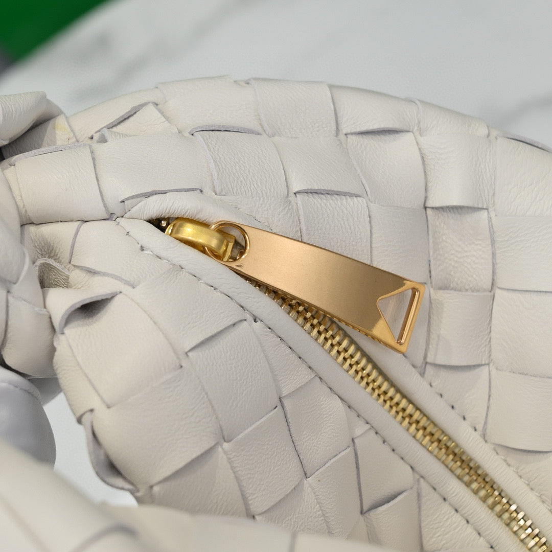 Luxury Bottega Veneta BV 24 Mini Jodie 28 White Lambskin Gold Hardware