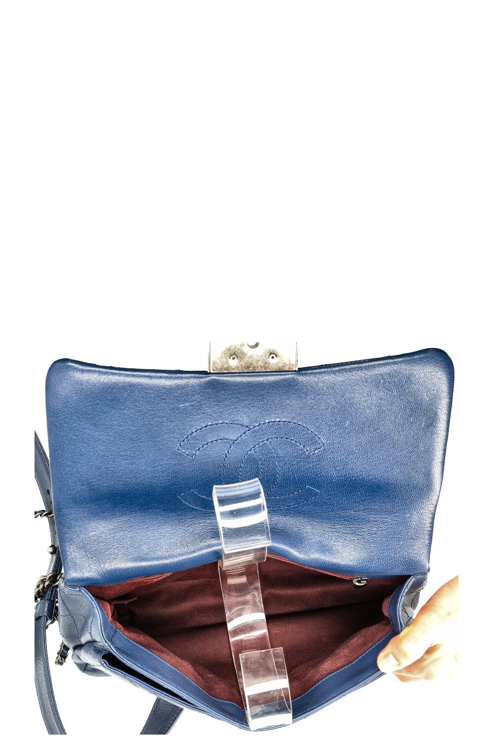 CHANEL Double Carry Chain Waist Bag Blue