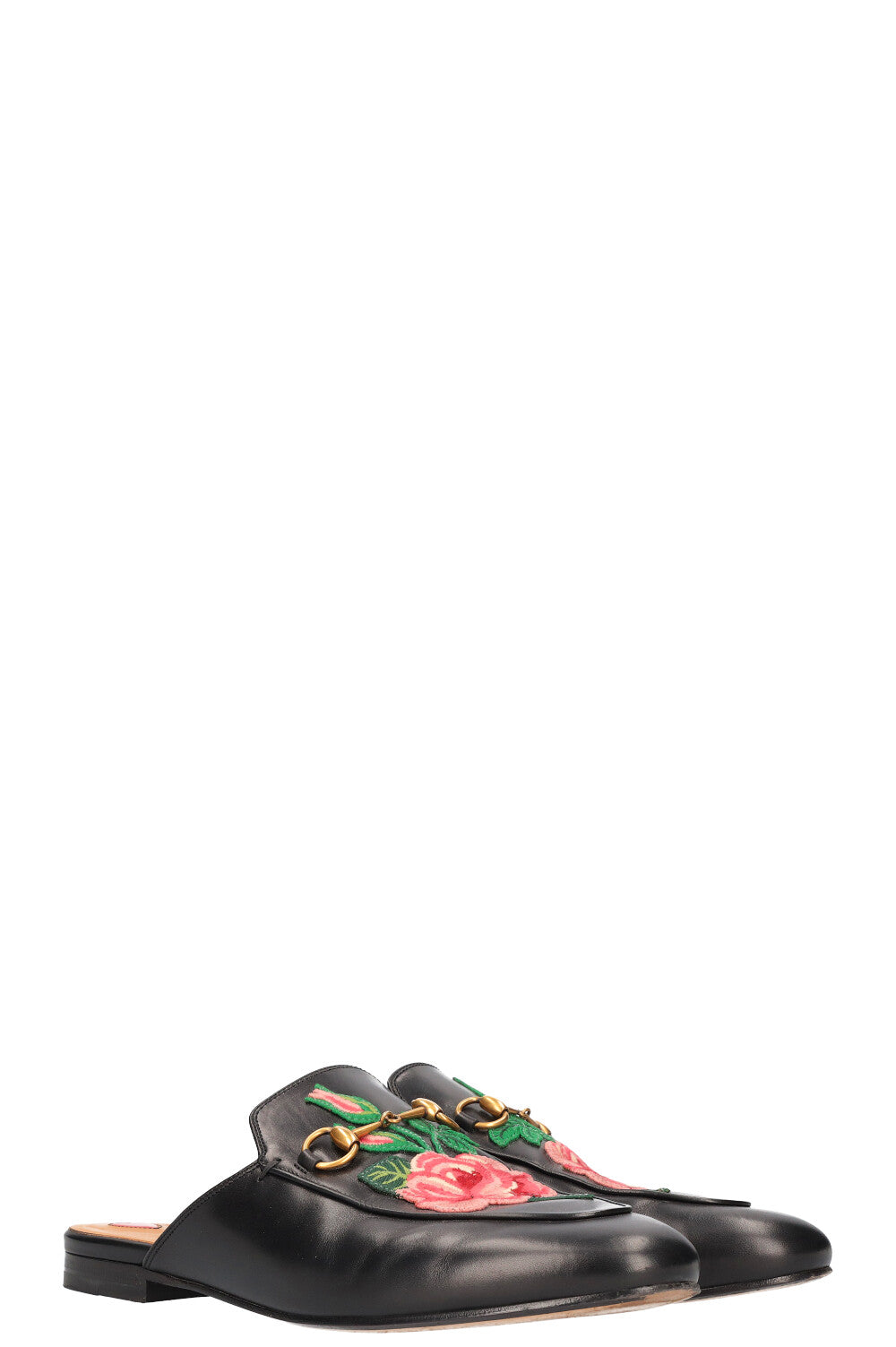Luxury Gucci Trending 2025 Princetown Embroidered Roses Black