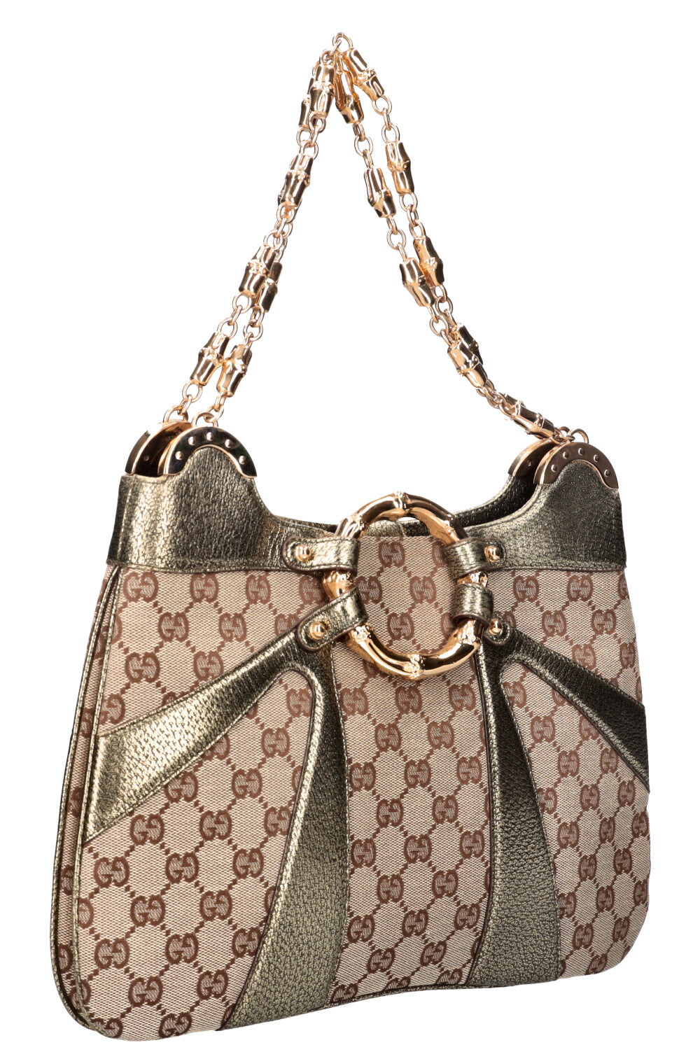 Luxury Gucci Trending 2025 Bamboo Chain Shoulder Bag  GG Canvas