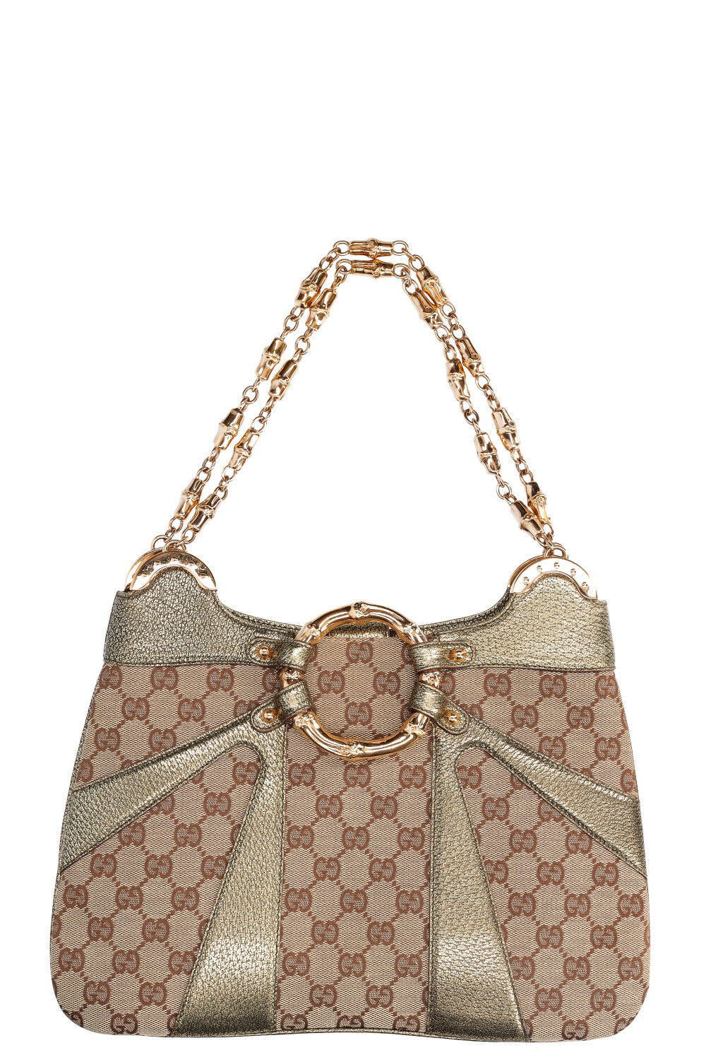Luxury Gucci Trending 2025 Bamboo Chain Shoulder Bag  GG Canvas