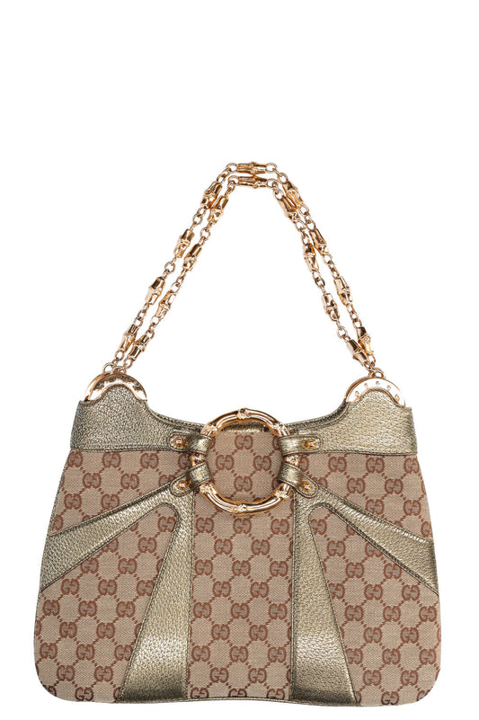 Luxury Gucci Trending 2025 Bamboo Chain Shoulder Bag  GG Canvas