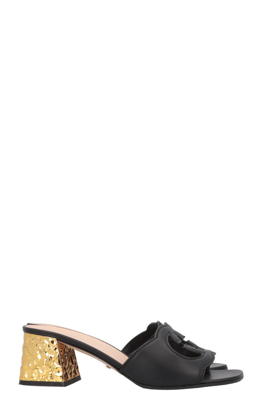 Luxury Gucci Trending 2025 Interlocking Mules Black Gold