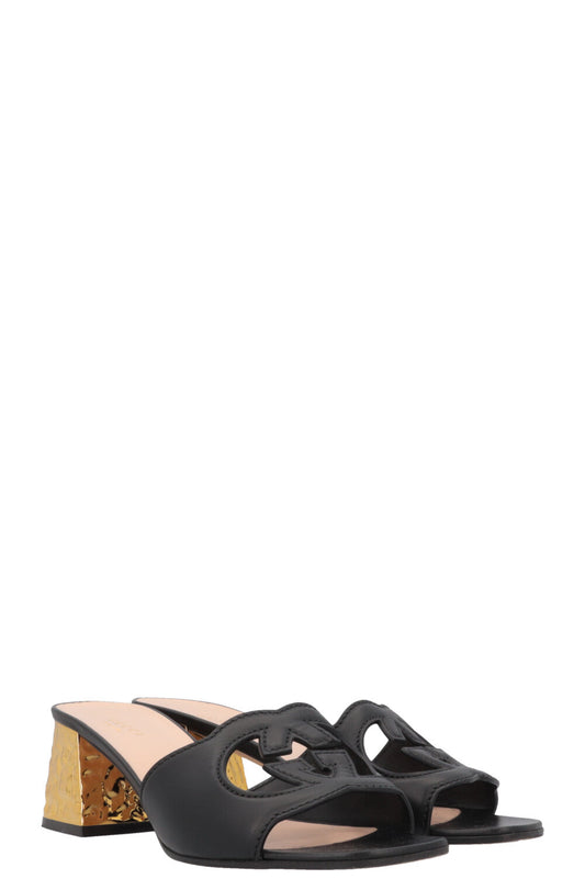 Luxury Gucci Trending 2025 Interlocking Mules Black Gold