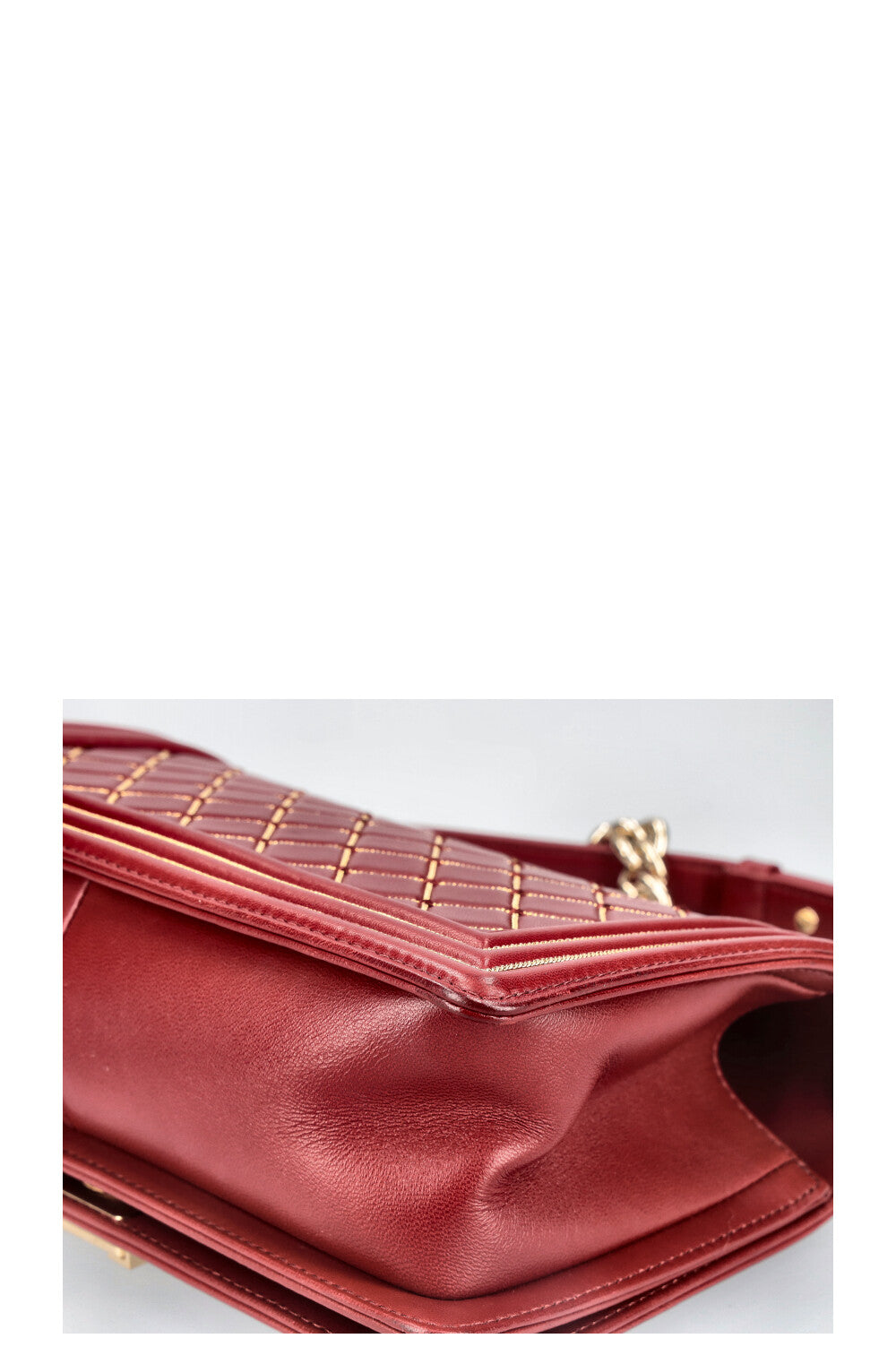 CHANEL Boy Bag Chain Quilted Red