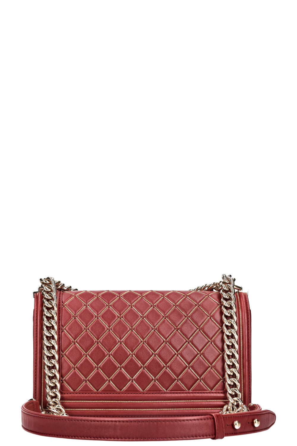 CHANEL Boy Bag Chain Quilted Red