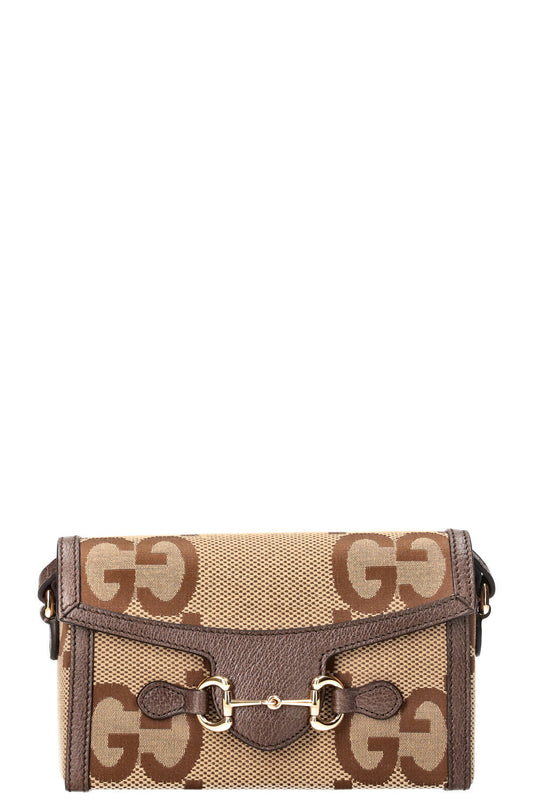 Luxury Gucci Trending 2025 Horsebit Crossbody Bag Giant GG Canvas