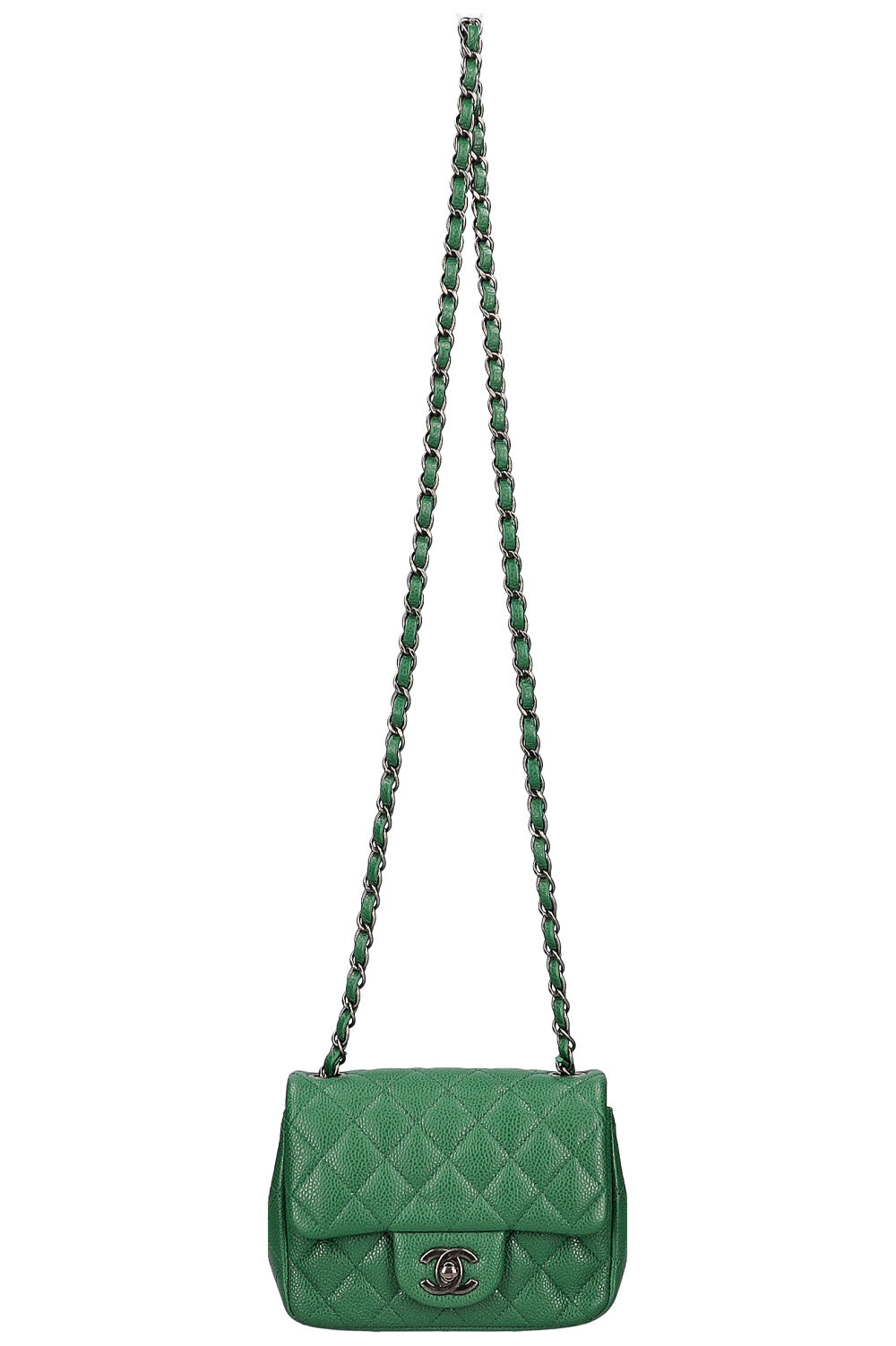 CHANEL Mini Square Flap Bag Caviar Green