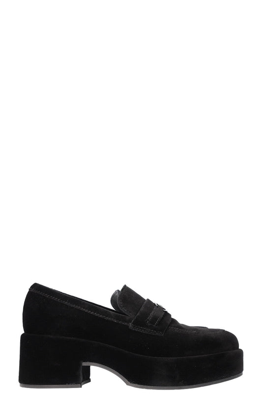 CHANEL Flats Velvet Black